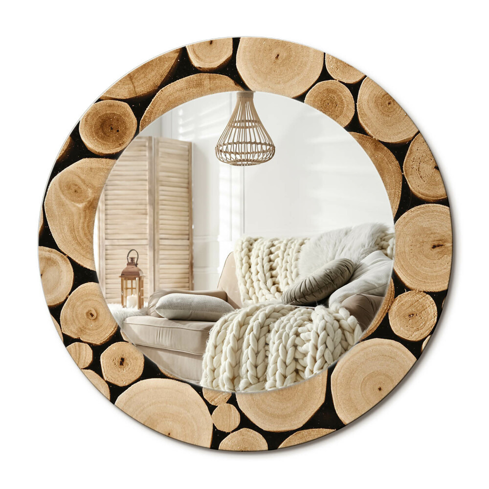 Kerek design tükör Fából készült rönkök