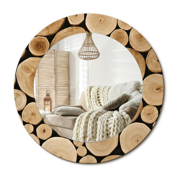 Kerek design tükör Fából készült rönkök