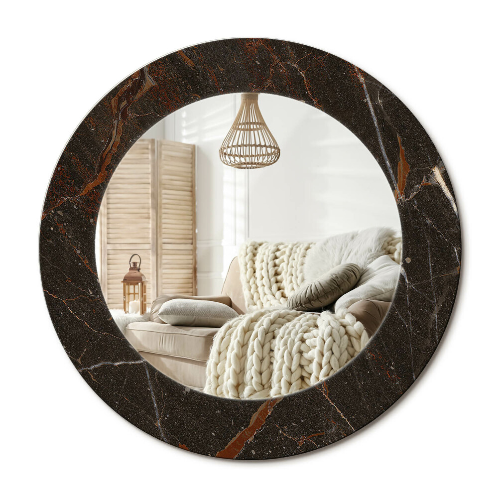 Kerek tükör dekoráció Barna márvány