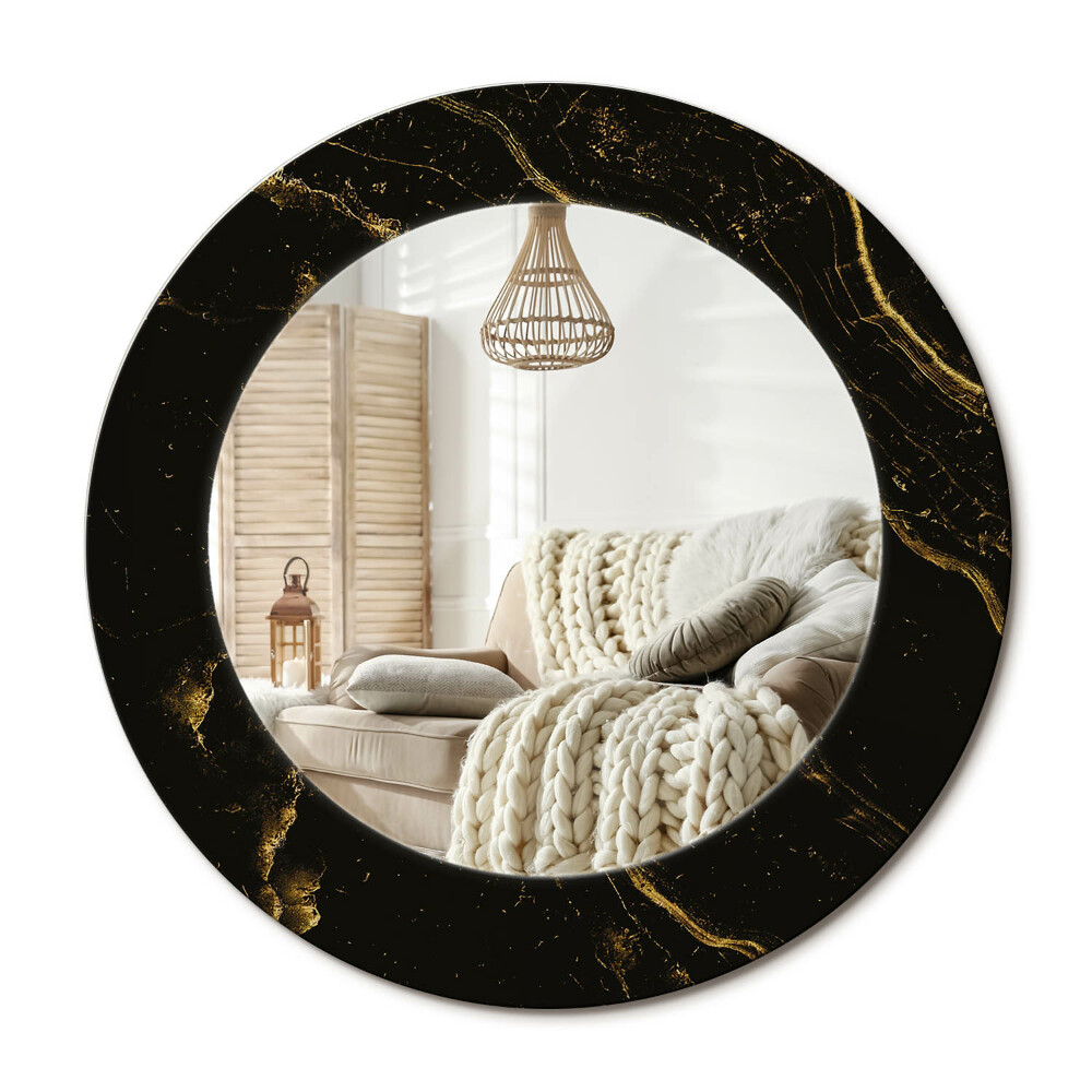 Kerek dekor tükör Fekete márvány