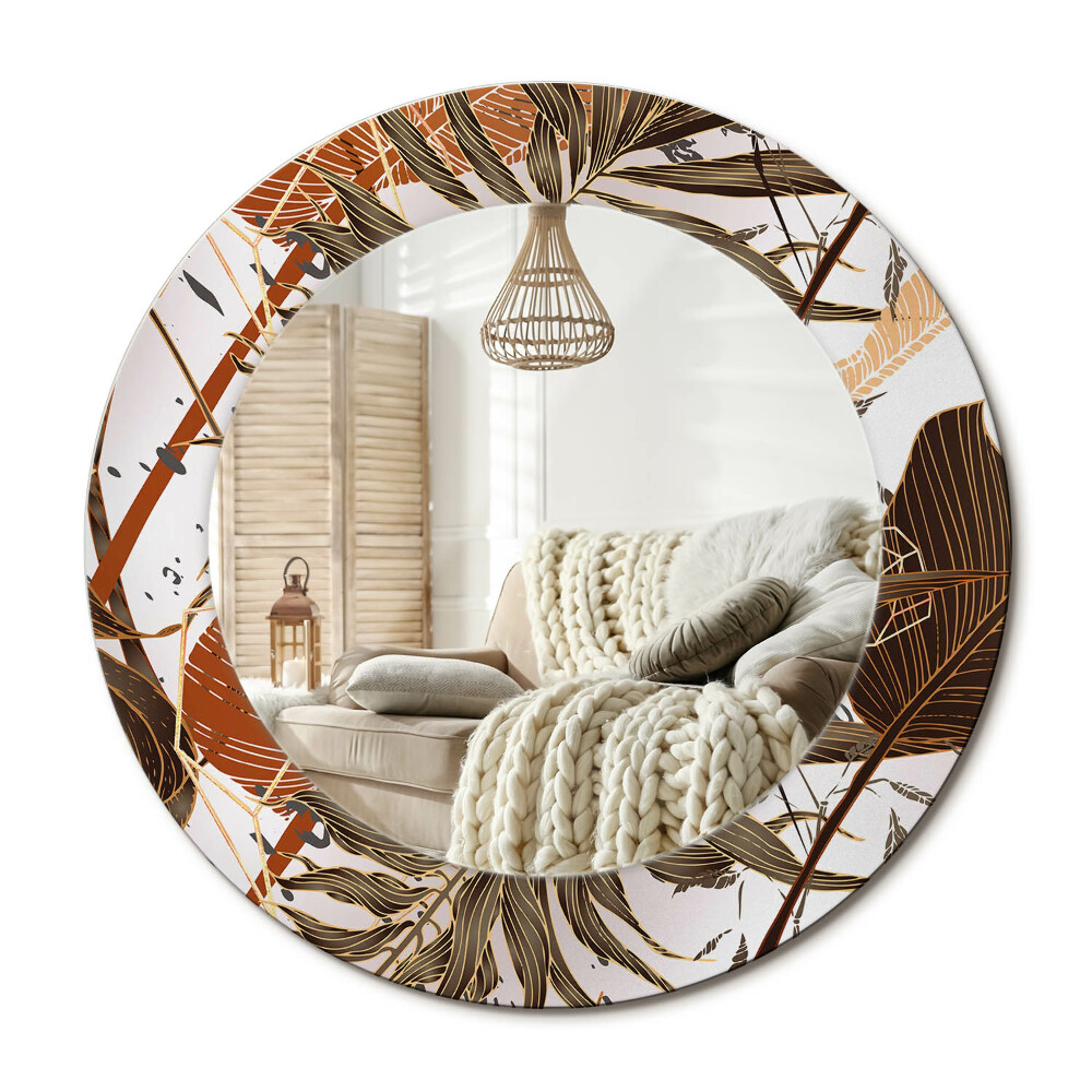 Kerek design tükör Pálmalevelek