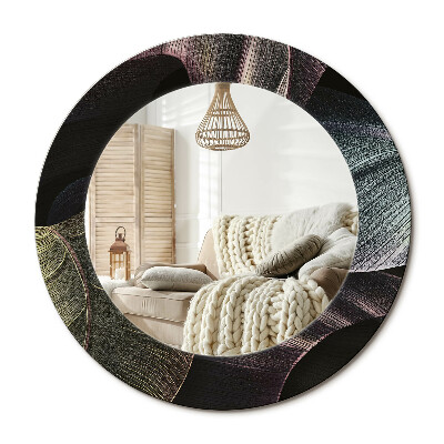 Kerek design tükör Sötét trópusi levelek