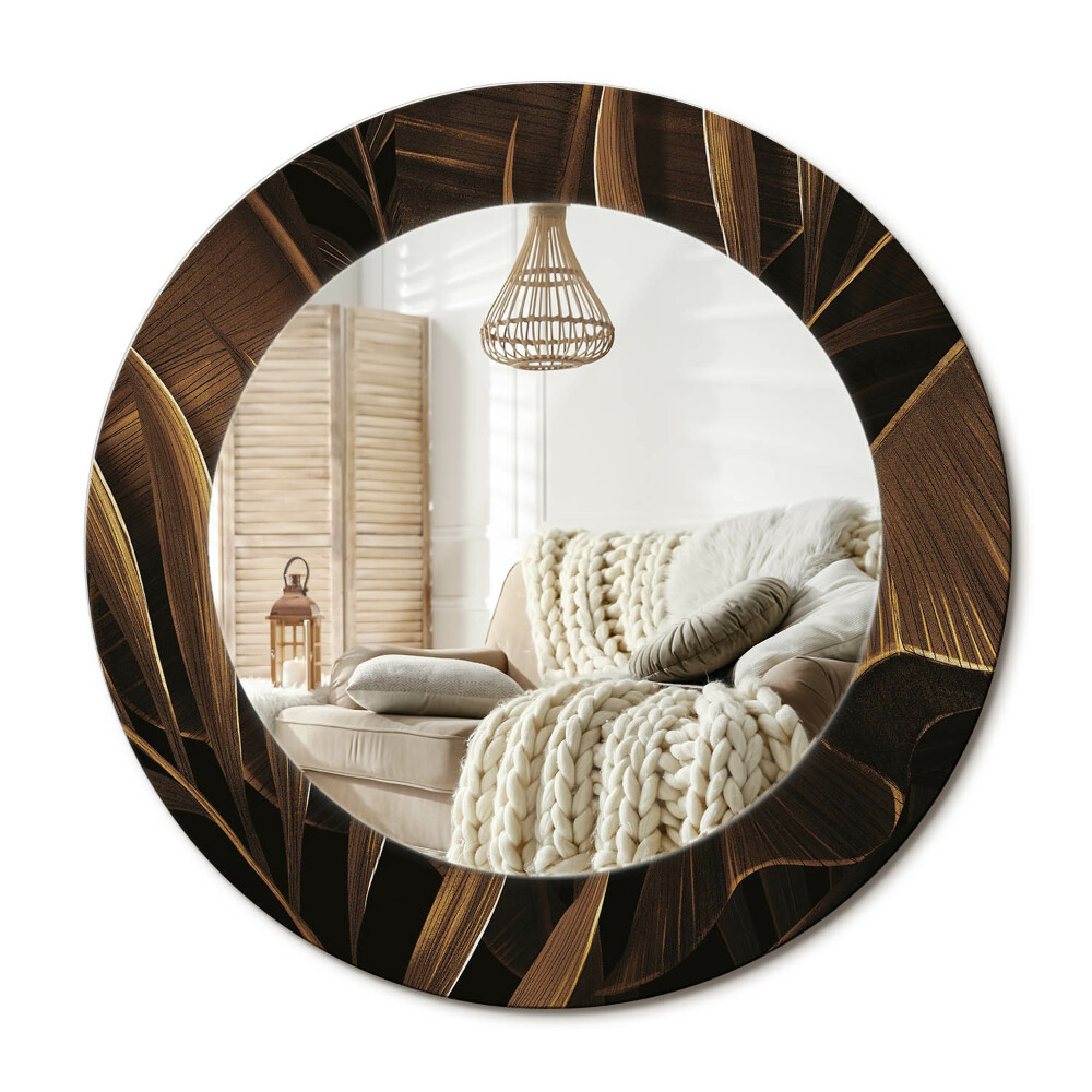 Kerek design tükör Barna banánlevelek