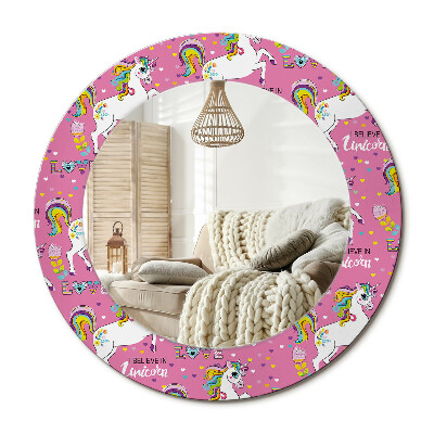 Kerek dekor tükör Varázslatos egyszarvú