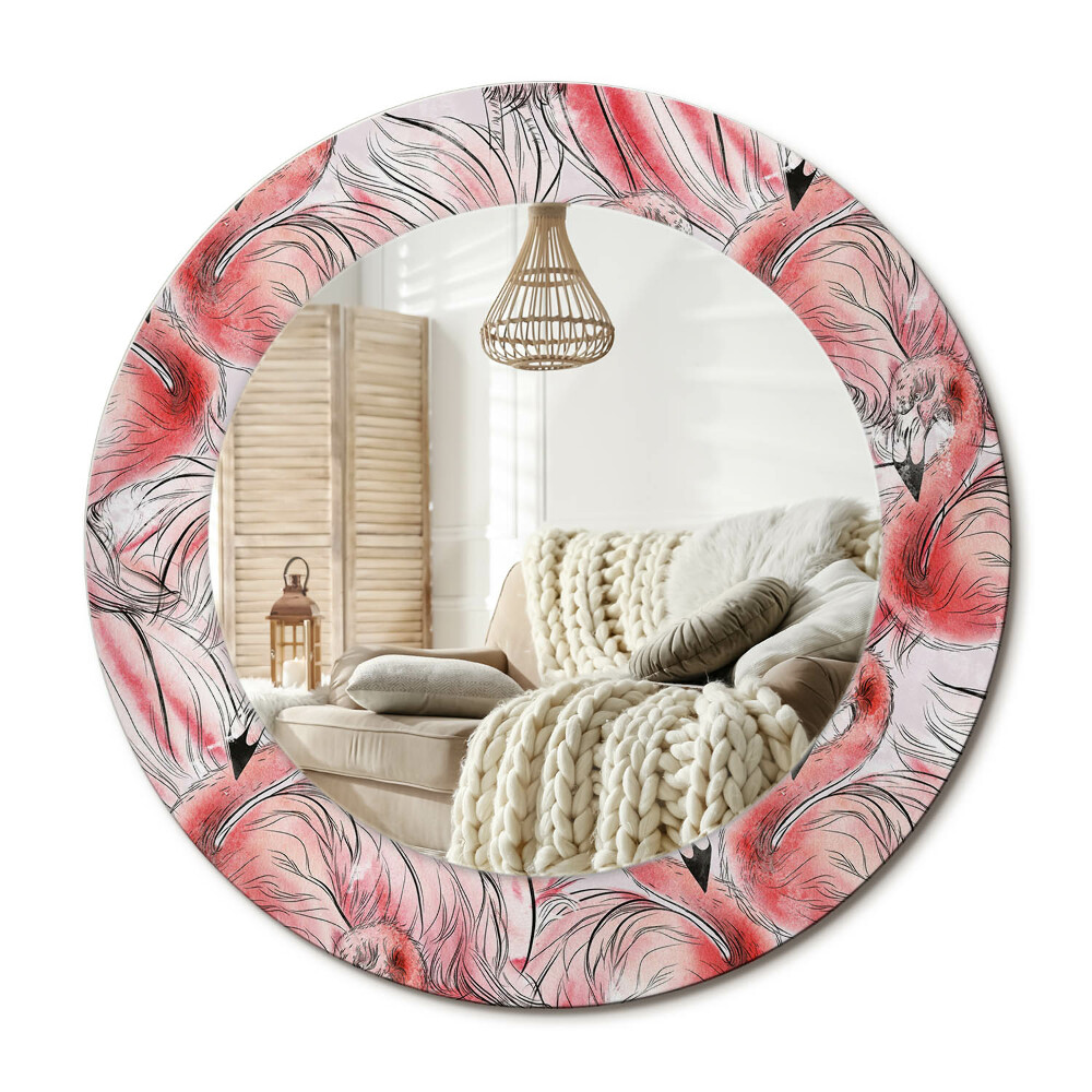 Kerek design tükör Flamingók
