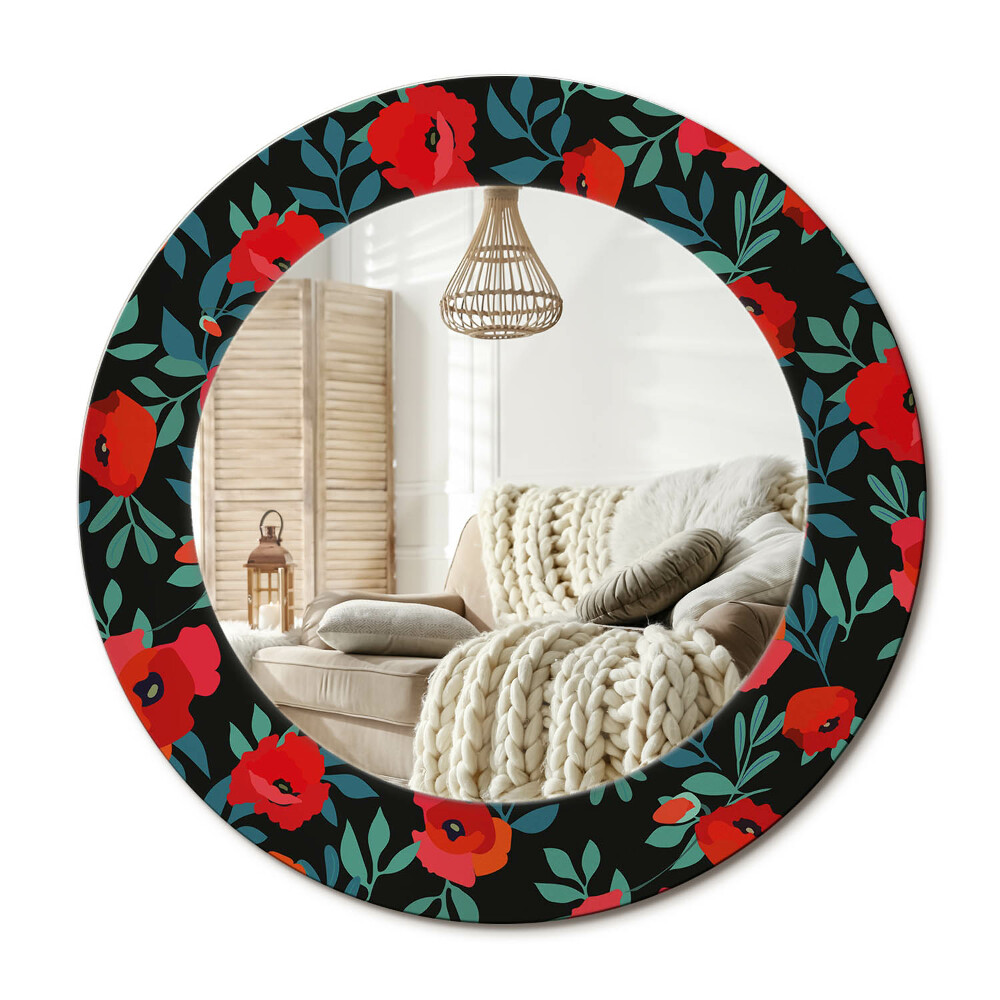 Kerek dekor tükör Vörös pipacs