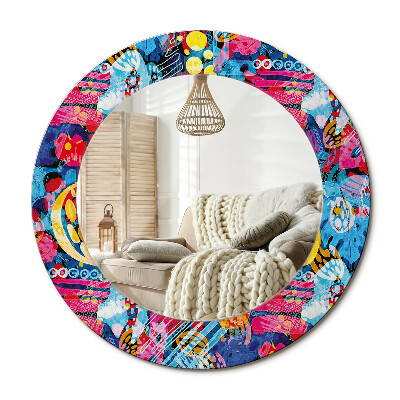 Kerek tükör dekoráció Színes firkák