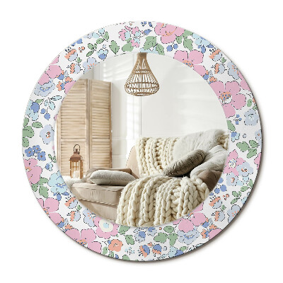 Kerek design tükör Színes virágok