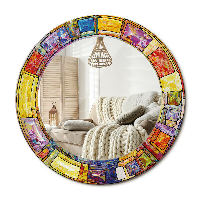 Kerek tükör dekoráció Színes ólomüveg