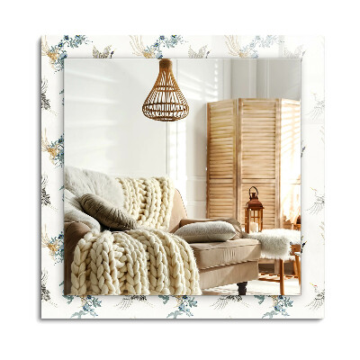 Téglalap tükör díszítéssel Madarak és virágok