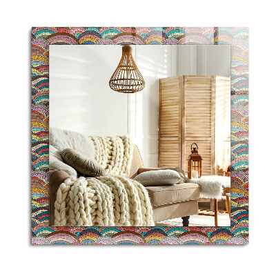 Téglalap tükör díszítéssel Színes íjak és hullámok