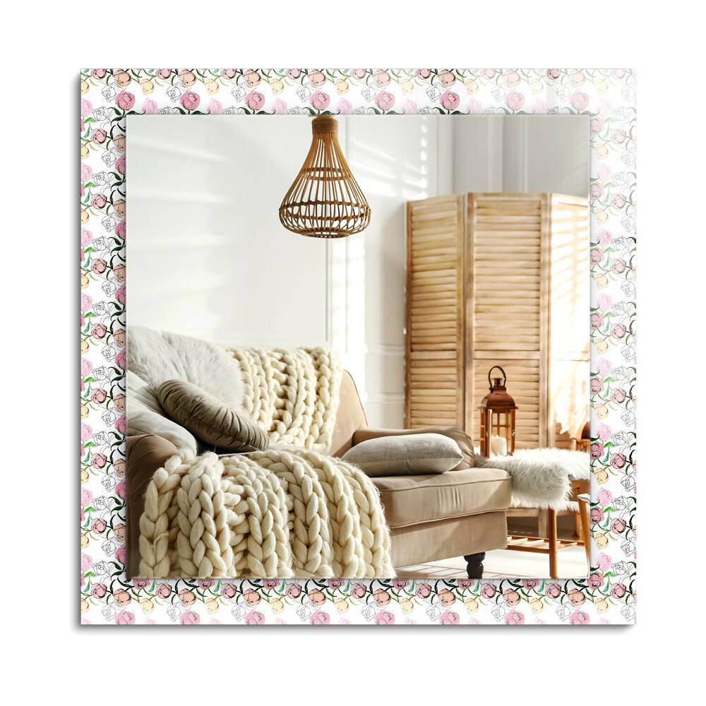 Téglalap tükör fali dísz Virágmintás