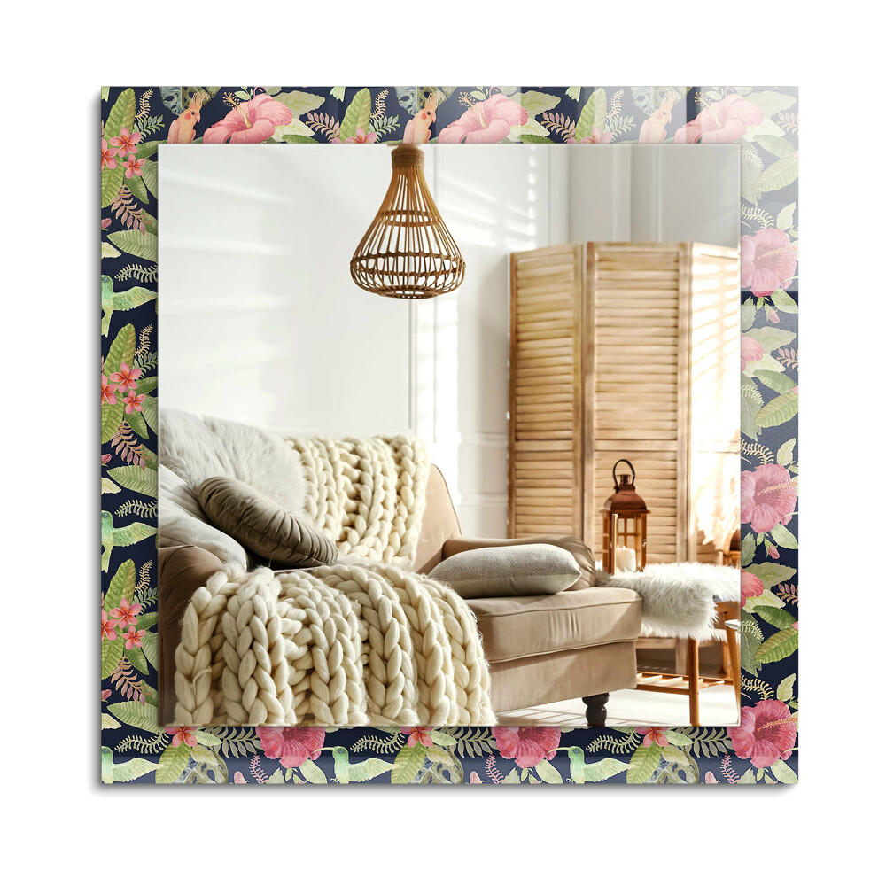 Téglalap dísztükör Virágok és madarak