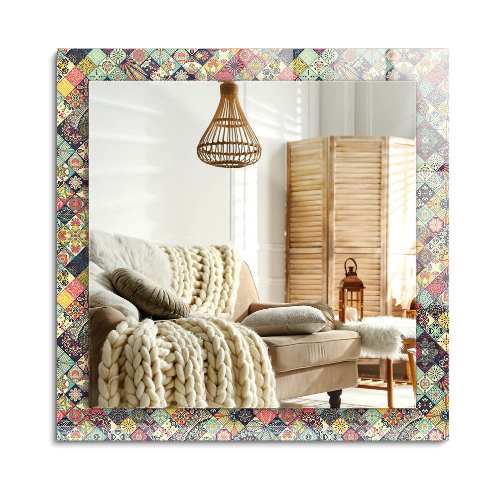 Téglalap díszes tükör Színes patchwork minták