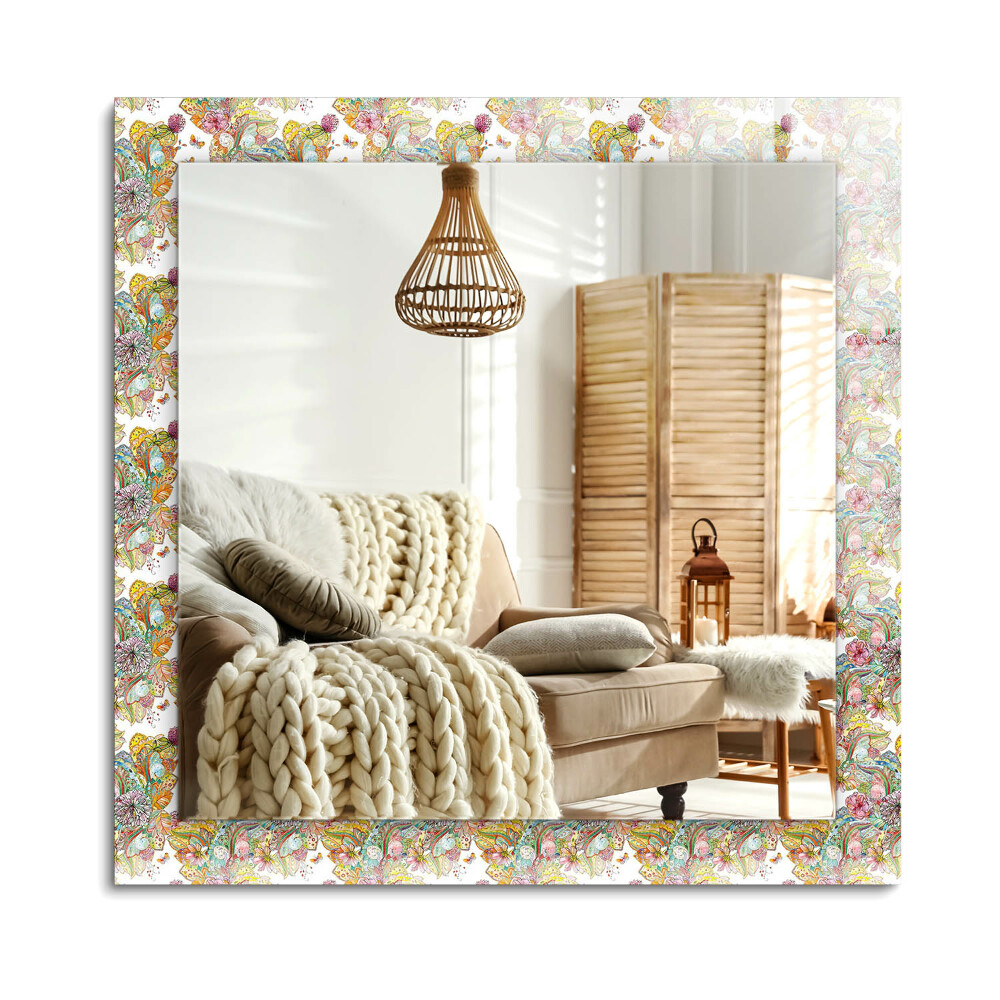 Téglalap dísztükör Színes pillangók virágok