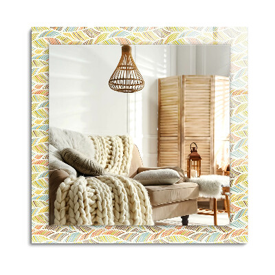 Téglalap dísztükör Színes hullámok a levelek