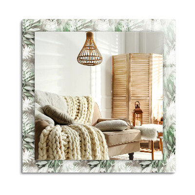 Téglalap tükör fali dísz Zöld levelek minta