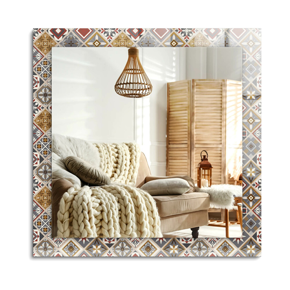 Téglalap díszes tükör Színes csempe minták