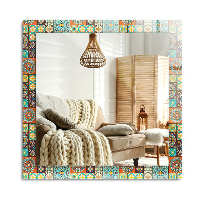 Téglalap tükör fali dísz Színes mozaik csempe