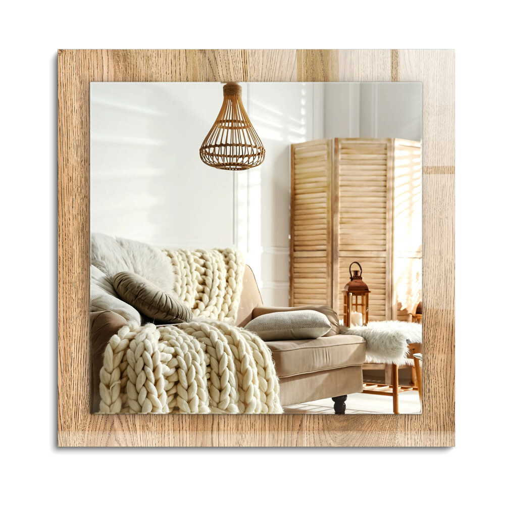 Téglalap díszes tükör Fa textúra