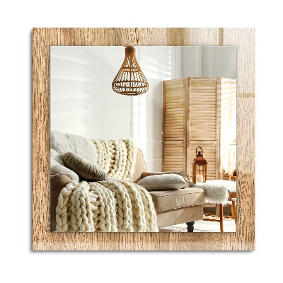 Téglalap díszes tükör Fa textúra