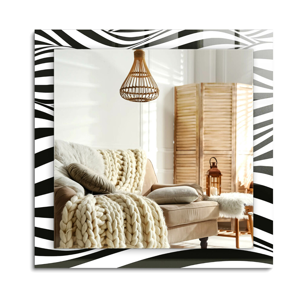 Téglalap díszes tükör Fekete-fehér hullámok