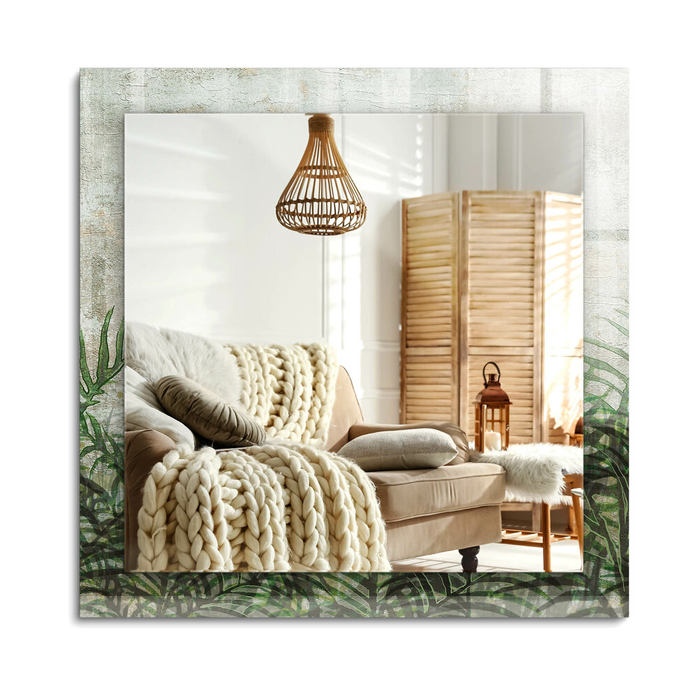 Téglalap díszes tükör Zöld páfránylevelek