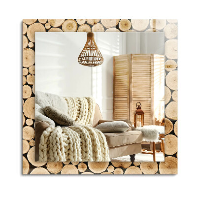 Téglalap tükör díszítéssel Fatörzsek keresztmetszete