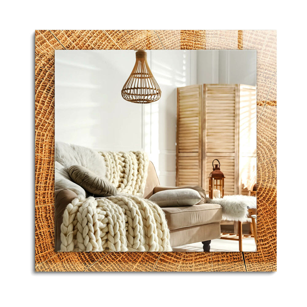 Téglalap dísztükör Fatörzs keresztmetszete növekedési gyűrűkkel