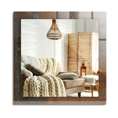 Téglalap díszes tükör Divatos rozsda fém