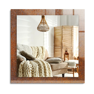 Téglalap dísztükör Rozsdás fém felület