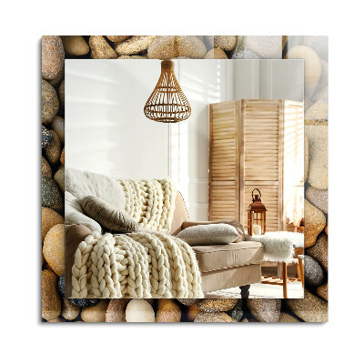 Téglalap tükör fali dísz Színes sima kövek