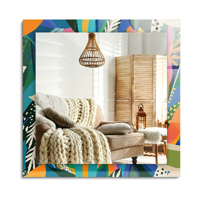 Téglalap díszes tükör Színes absztrakt virágok