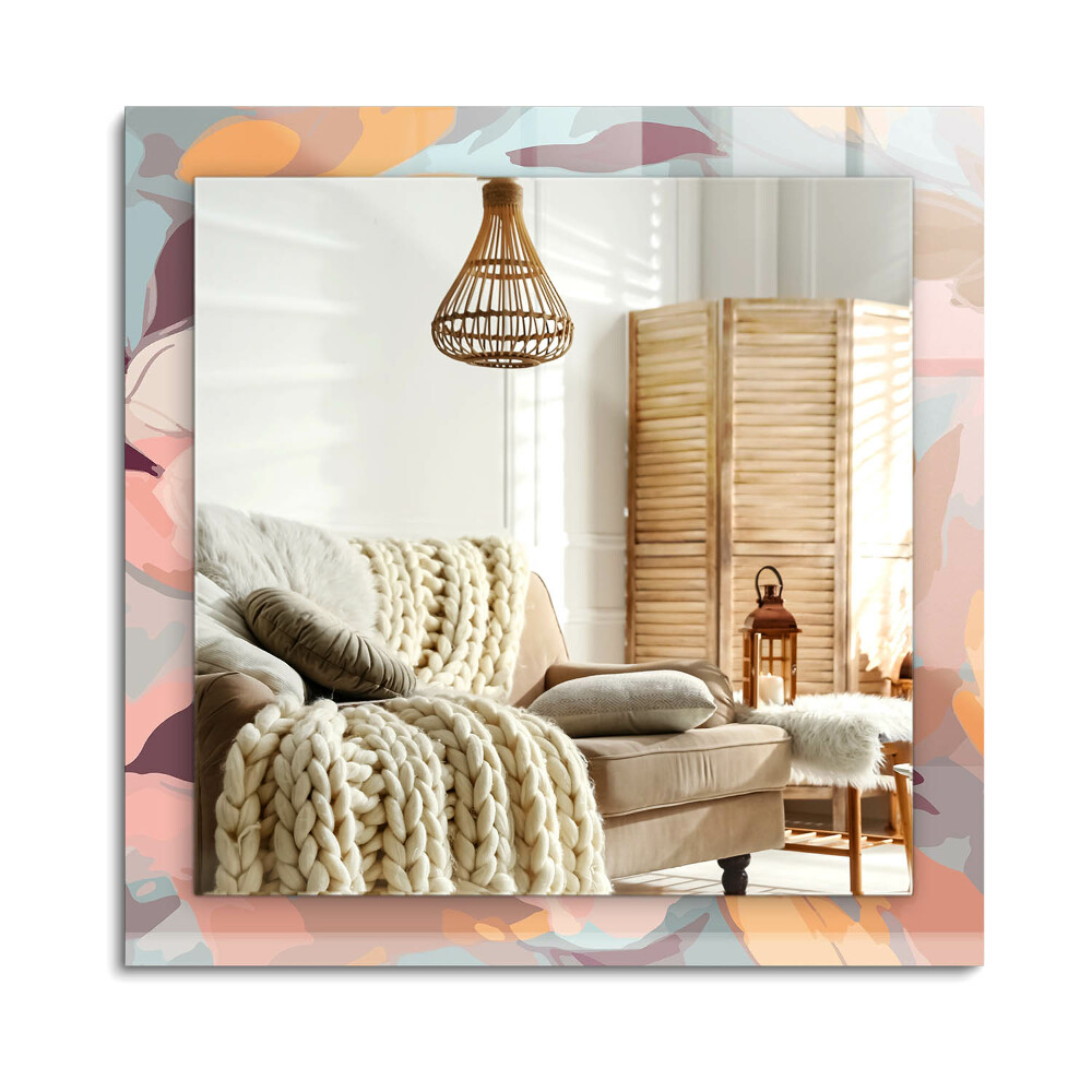 Téglalap díszes tükör Virágok, pasztell levelek