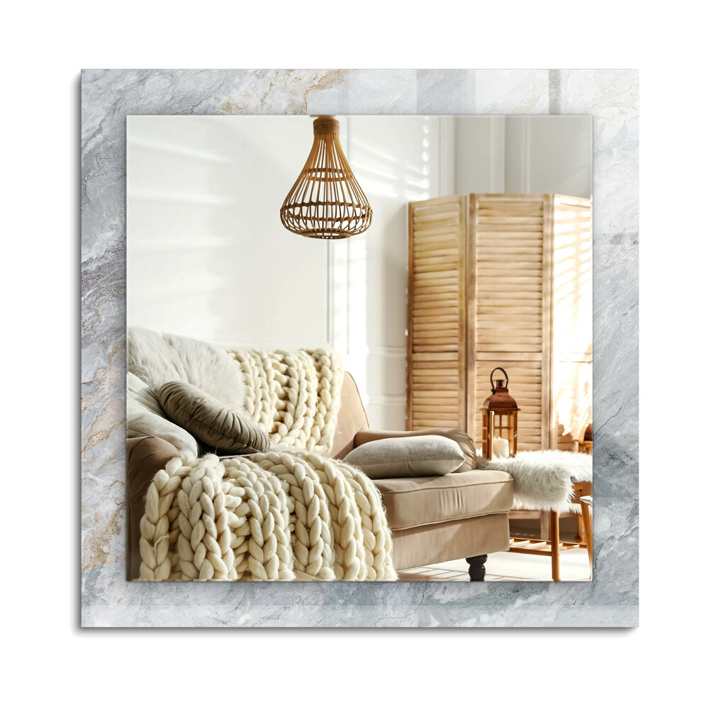 Téglalap tükör díszítéssel Márványszürke erek