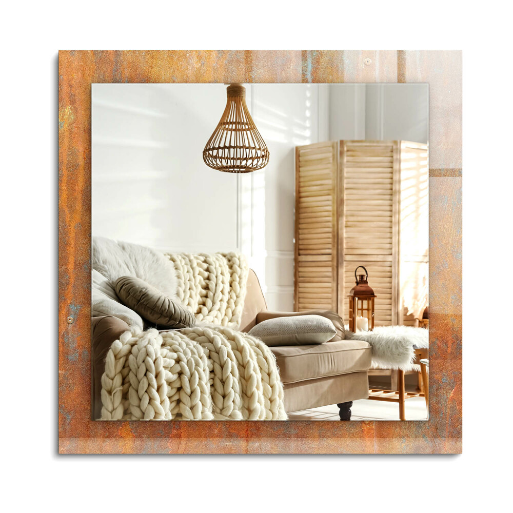 Téglalap dísztükör Rozsdás fém felület