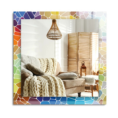 Téglalap tükör fali dísz Színes absztrakt mozaik