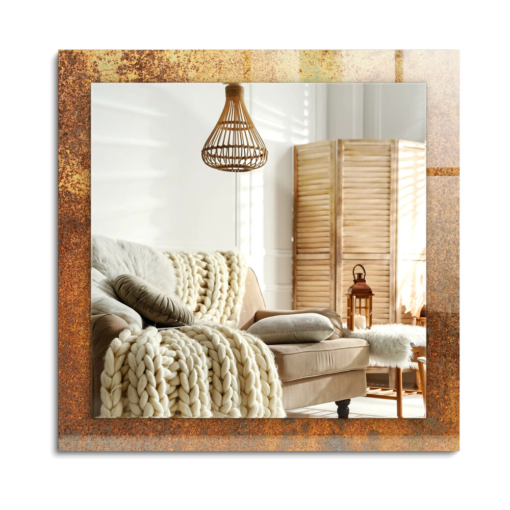 Téglalap tükör díszítéssel Divatos rozsda lap