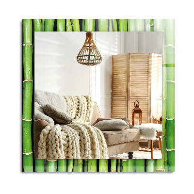 Téglalap dísztükör Zöld bambusz szár