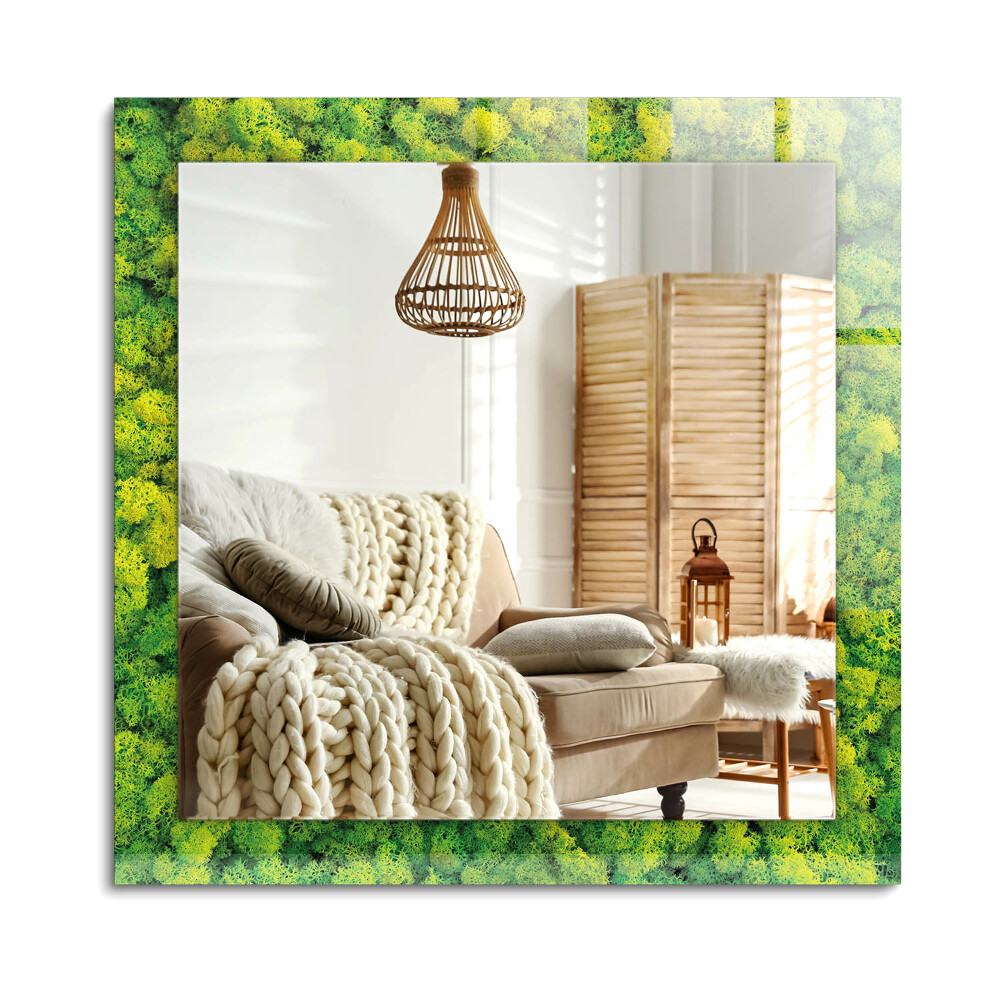 Téglalap tükör fali dísz Zöld Moha