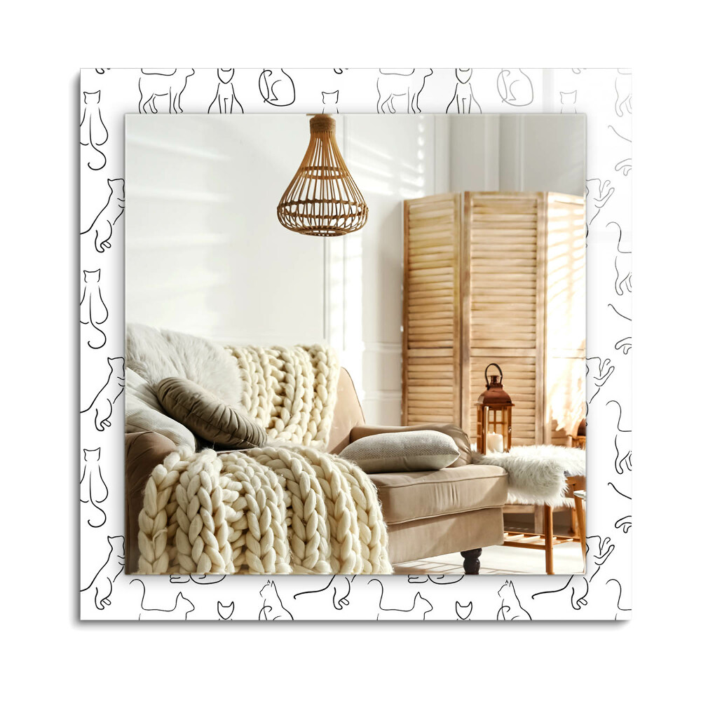 Téglalap díszes tükör Macskák körvonalai