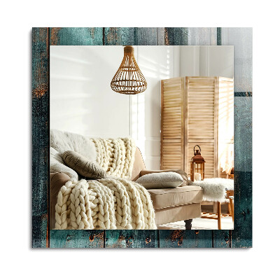 Téglalap dísztükör Zöld fából készült táblák