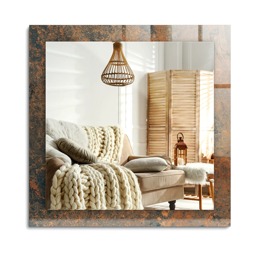 Téglalap díszes tükör Rozsdás fém