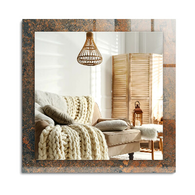 Téglalap díszes tükör Rozsdás fém