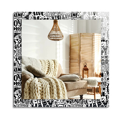 Téglalap tükör fali dísz Motivációs kézi betűkkel