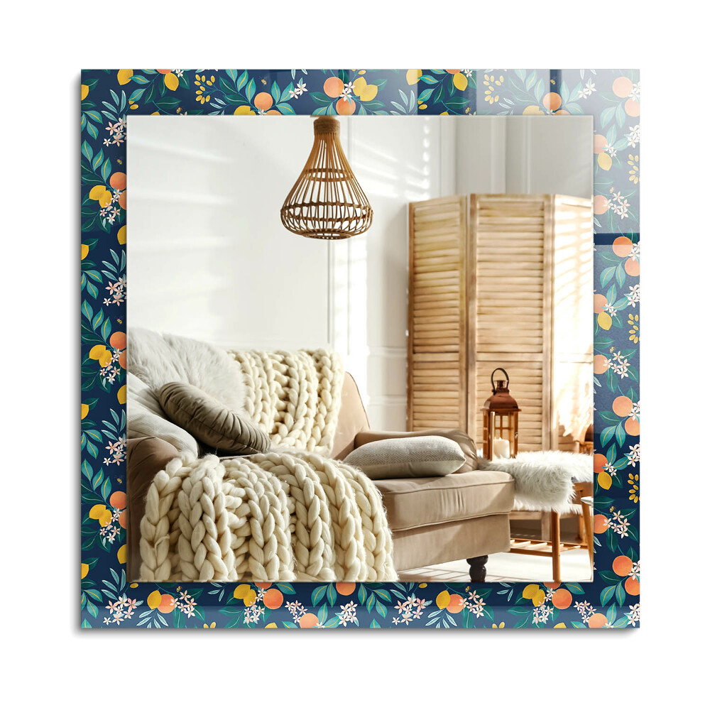 Téglalap tükör fali dísz Virágok és gyümölcsök