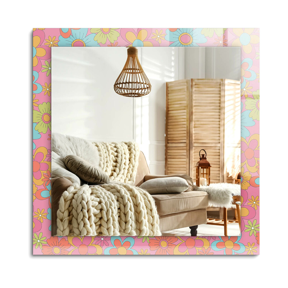 Téglalap tükör fali dísz Színes Floral Groove