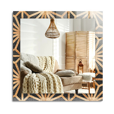 Téglalap tükör díszítéssel Fából készült geometrikus minta