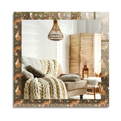 Téglalap díszes tükör Róka és bagoly