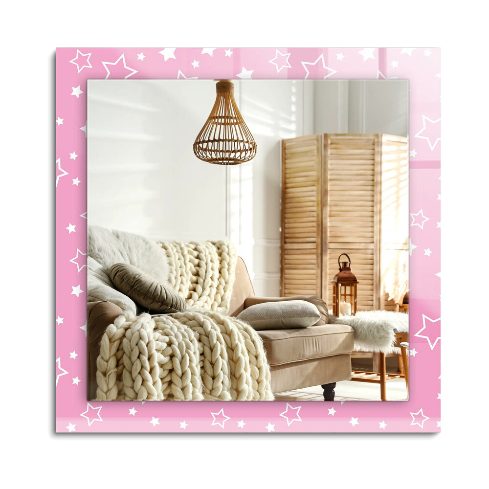 Téglalap díszes tükör Rózsaszín csillagok